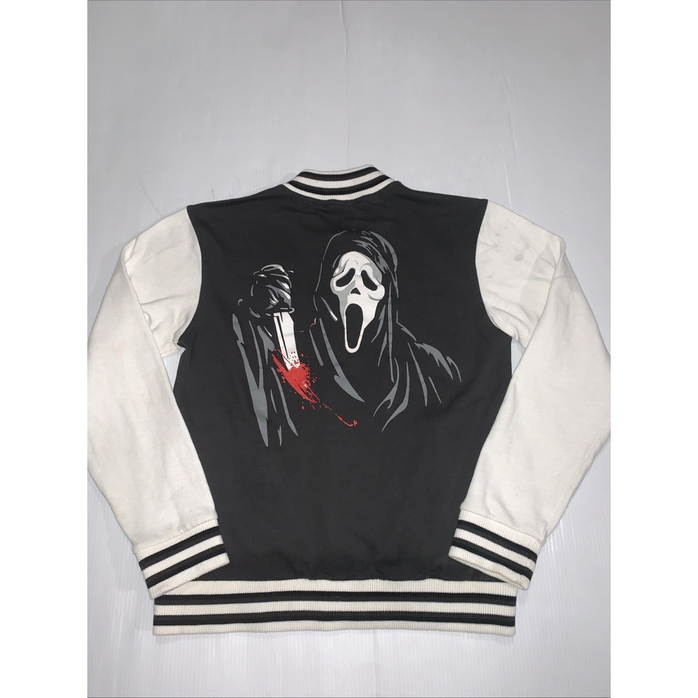 Ghost Face Scream Varsity 96 Jacket Size Small Halloween Horror Unisex Black